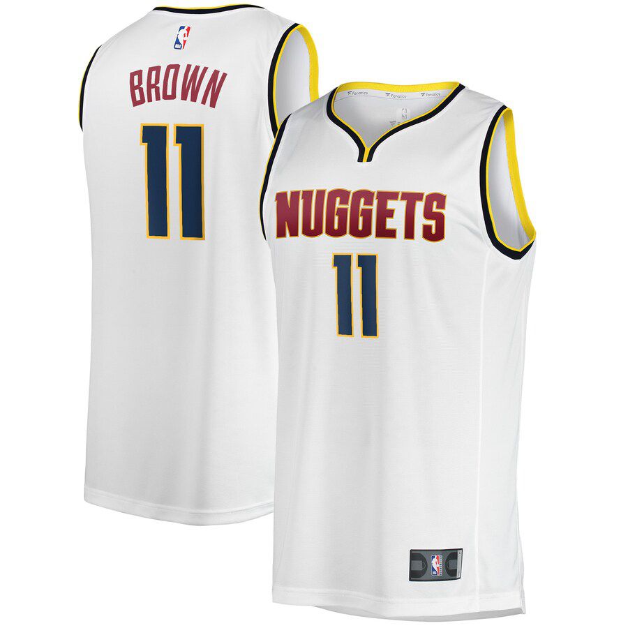 Men Denver Nuggets #11 Bruce Brown Fanatics Branded White Fast Break Player NBA Jersey